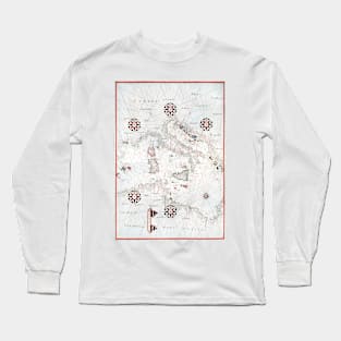 Vintage Central Mediterranean Italy Map Long Sleeve T-Shirt